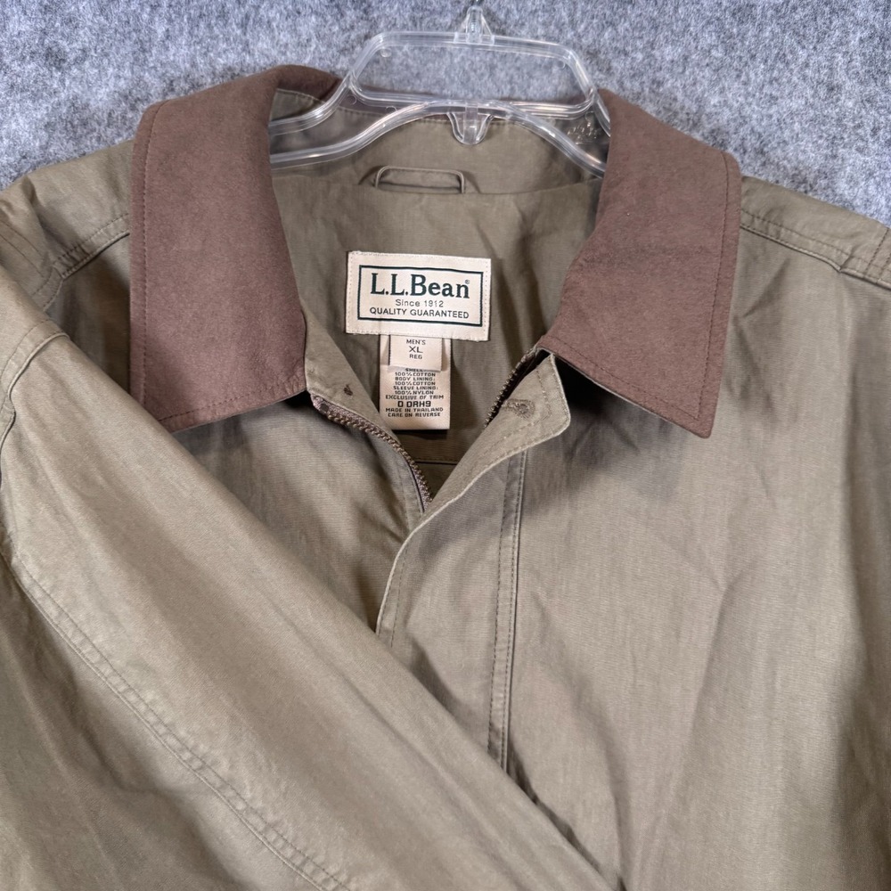 Vintage LL Bean Jacket Mens XL Tan Lined Cotton Field Work Chore Nubuck Collar